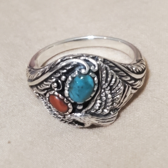 925 The Bradford Exchange "Spirit of the Eagle" turquoise ring size 7 - Picture 3 of 5